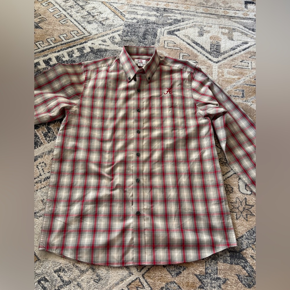 Cutter & Buck Mens Medium Button Down shirt Alabama Crimson Tide roll tide